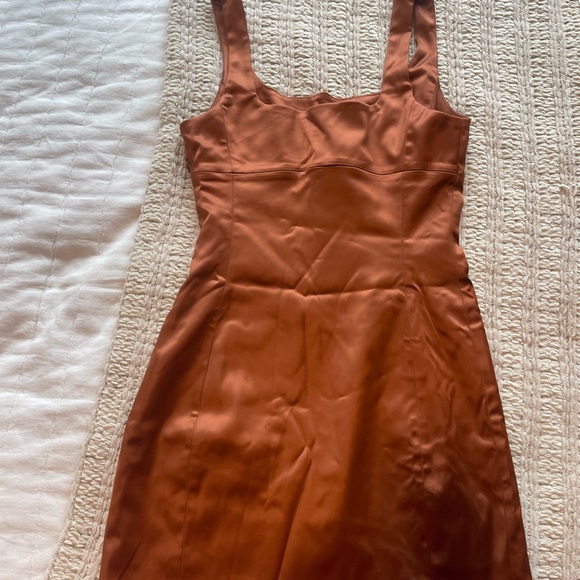 Wilfred Copper Satin Square-Neck Mini Dress - Picture 5 of 5